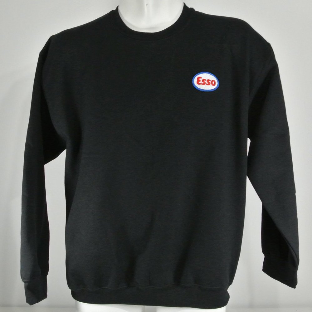 ESSO Gas Station Oil Black Sweatshirt Employee Uniform Shirt Size M Medium